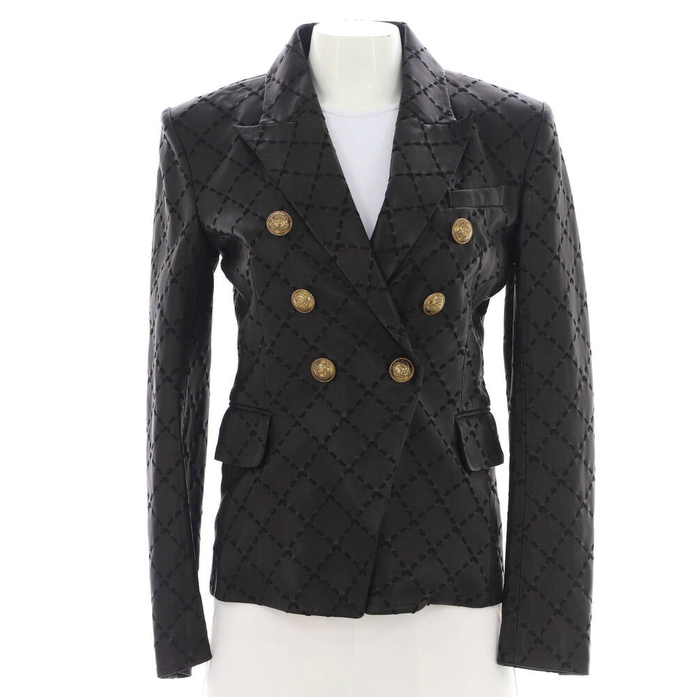 Balmain Women's Double Breasted Blazer Leather